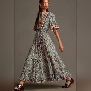 Sue Sartor Flounce Midi Dress Large Petite